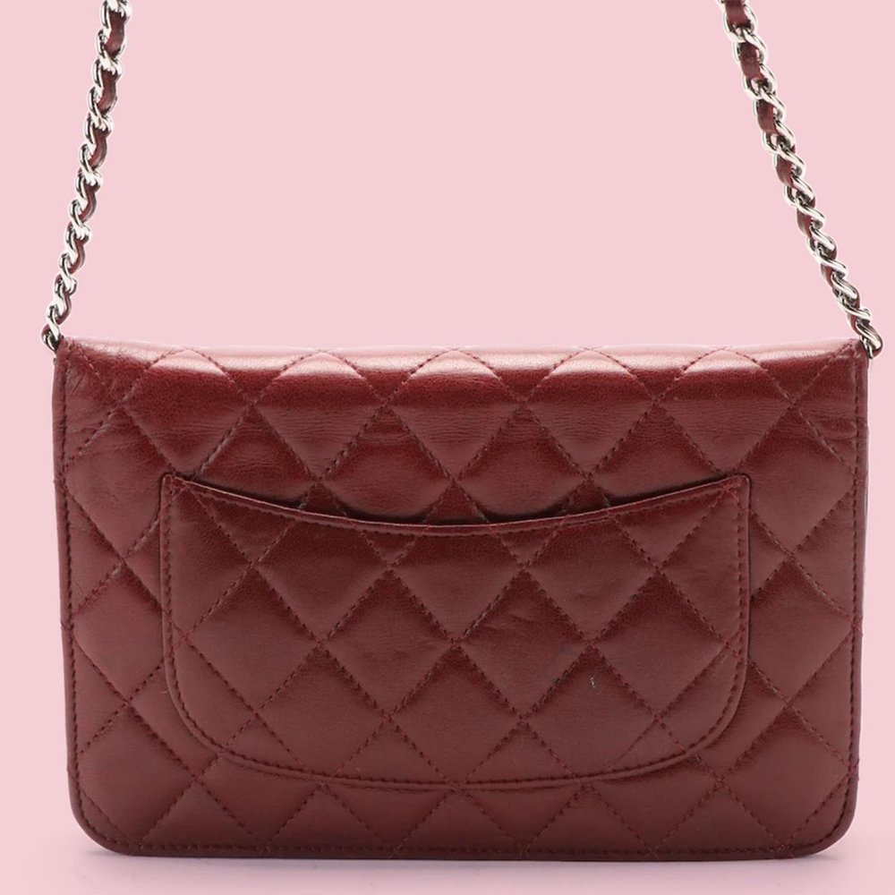 Chanel Burgundy Wallet on Chain in Quilted Lambskin - Picture 3 of 8